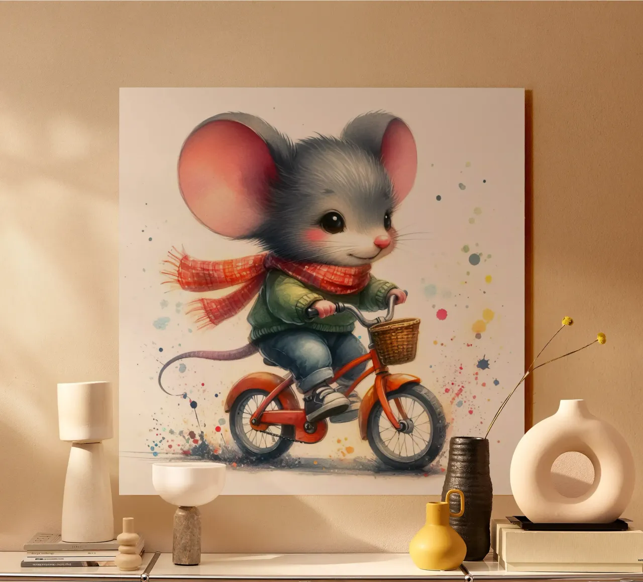 Maus auf einem Fahrrad Alu-Dibond von 🎁 ARTVI-SHOP