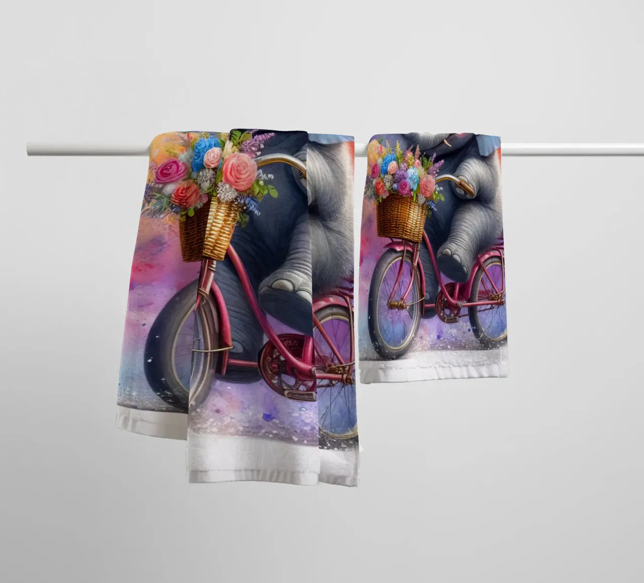 Elefante in bicicletta asciugamano da bagno da 🎁 ARTVI-SHOP