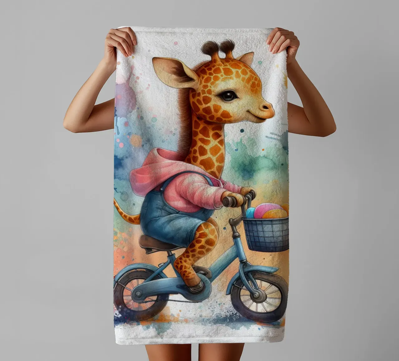 Giraffa in bicicletta asciugamano da bagno da 🎁 ARTVI-SHOP