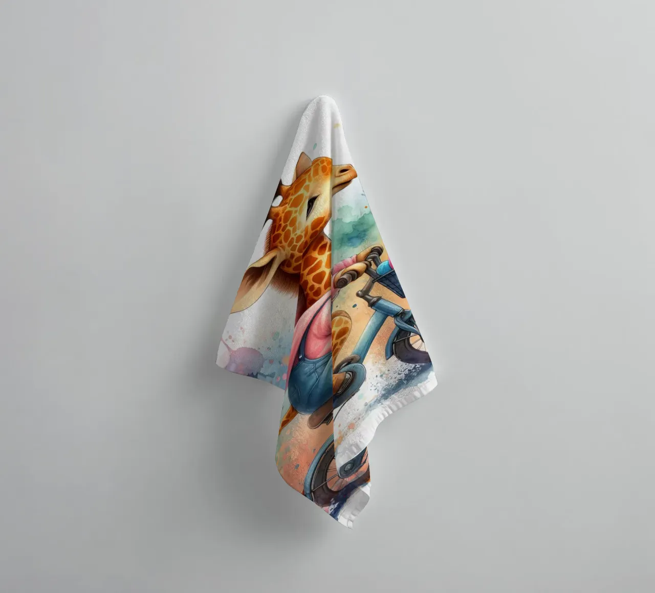 Giraffa in bicicletta asciugamano da bagno da 🎁 ARTVI-SHOP