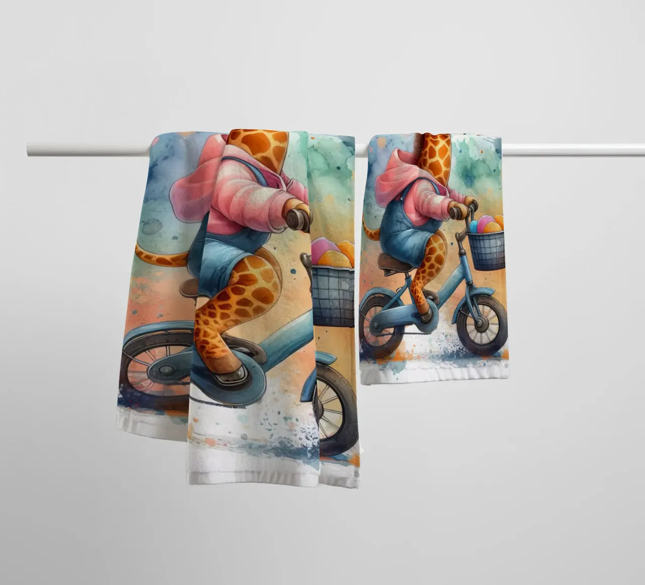 Giraffa in bicicletta asciugamano da bagno da 🎁 ARTVI-SHOP