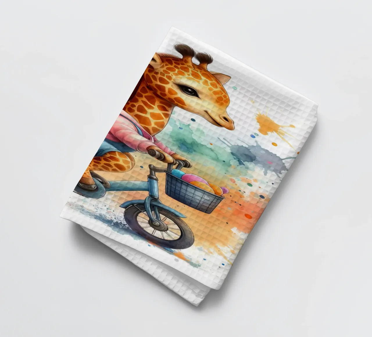 Giraffa in bicicletta canovaccio da cucina da 🎁 ARTVI-SHOP