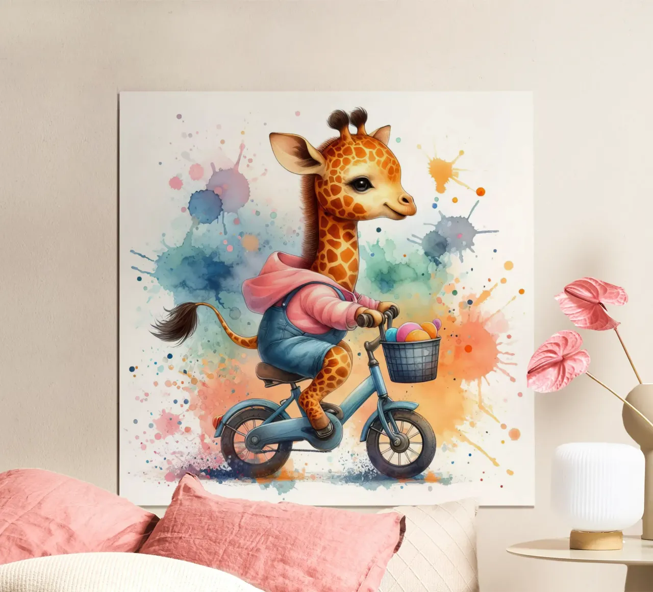 Giraffa in bicicletta poster da 🎁 ARTVI-SHOP