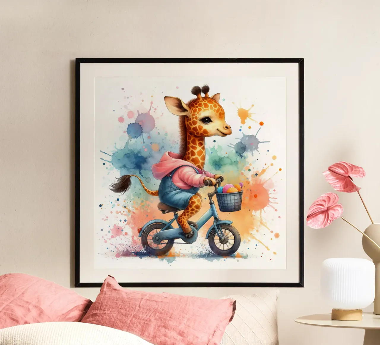 Giraffa in bicicletta poster da 🎁 ARTVI-SHOP