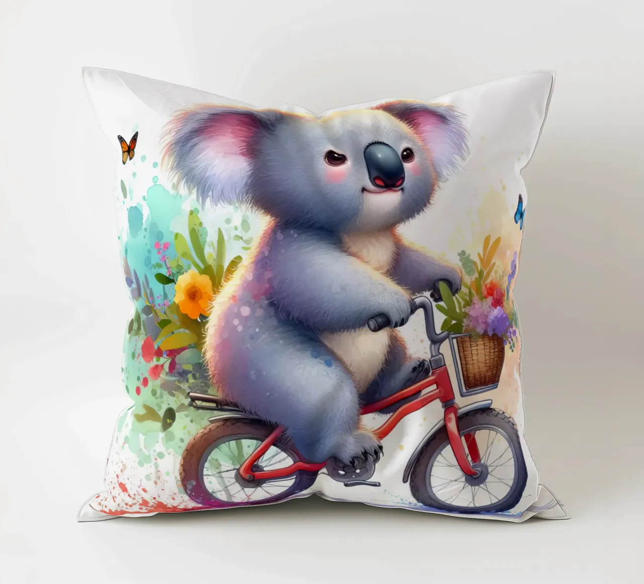 Koala on bike decorative cushion by 🎁 ARTVI-SHOP