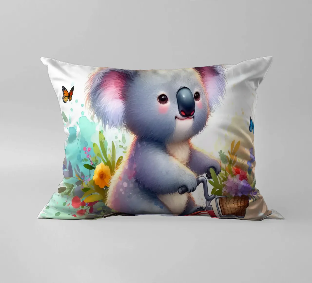 Koala on bike decorative cushion by 🎁 ARTVI-SHOP