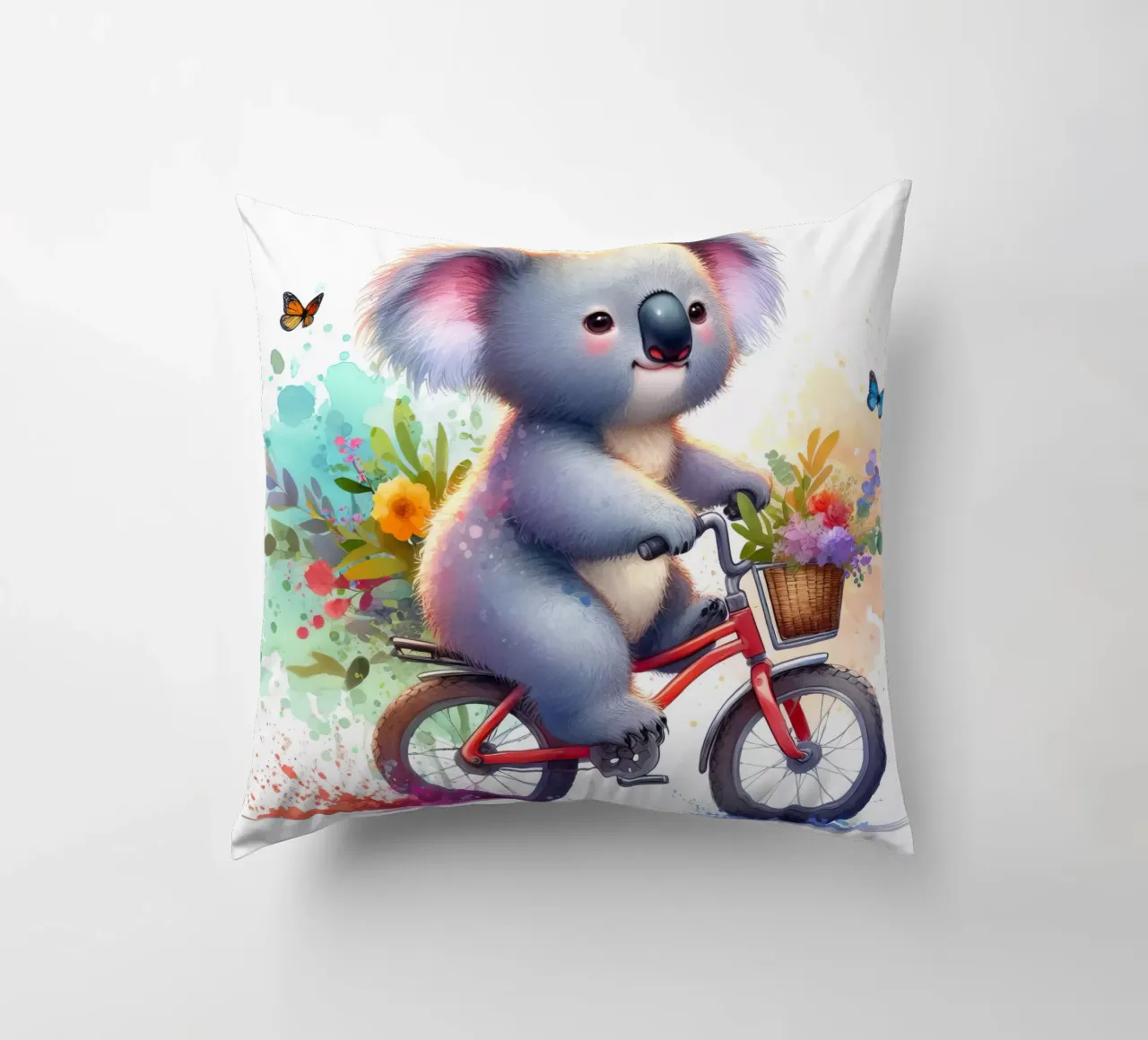 Koala on bike decorative cushion by 🎁 ARTVI-SHOP