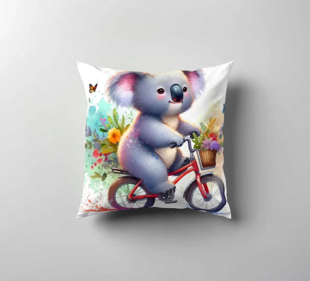 Koala on bike decorative cushion by 🎁 ARTVI-SHOP