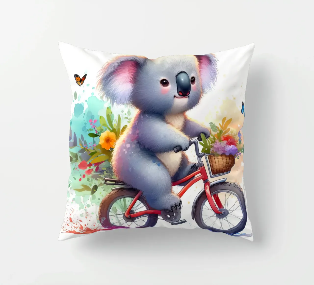 Koala on bike decorative cushion by 🎁 ARTVI-SHOP