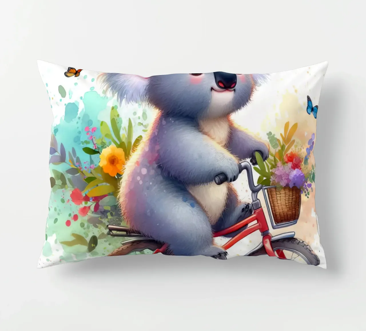 Koala on bike decorative cushion by 🎁 ARTVI-SHOP