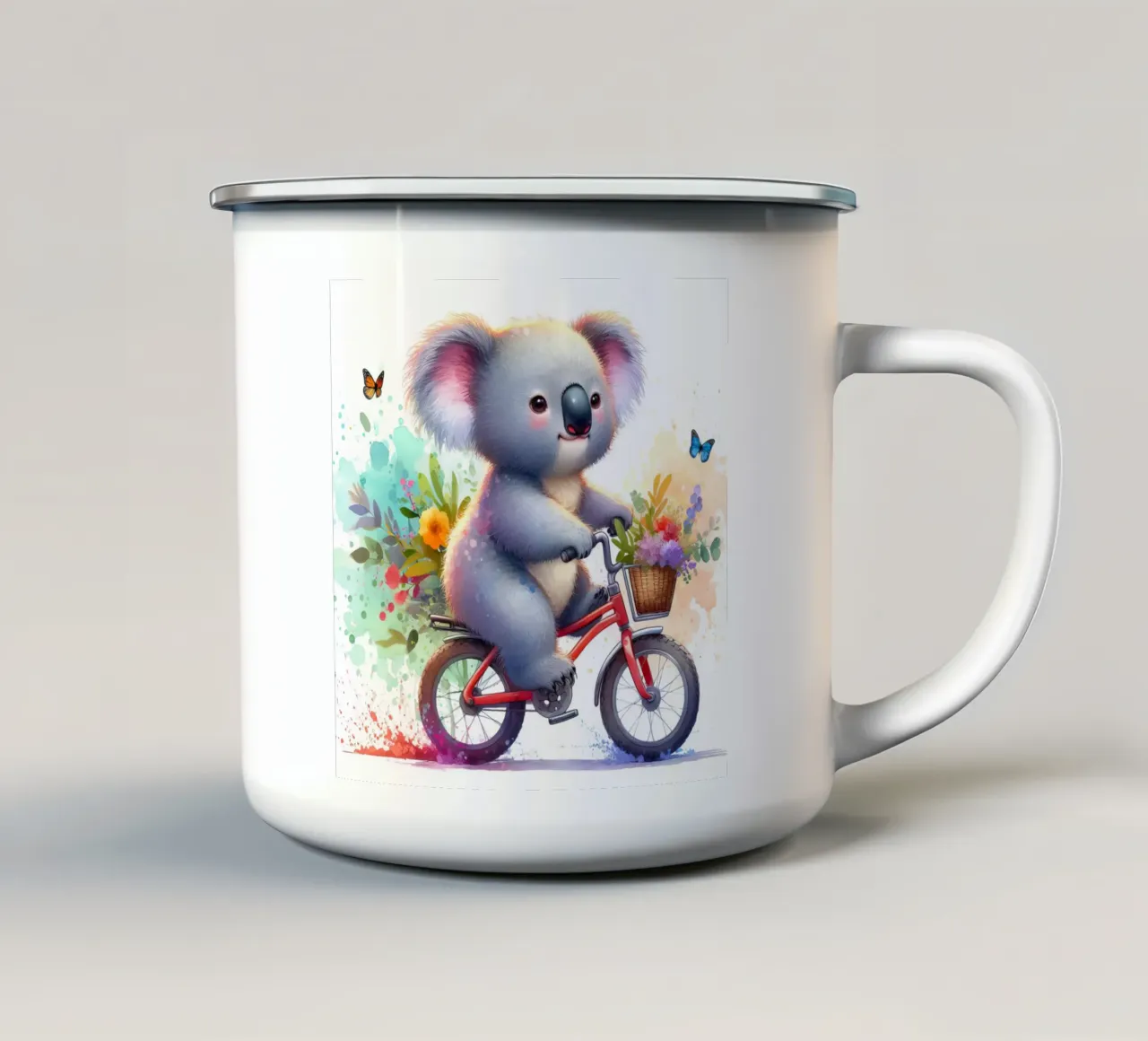 Koala in bicicletta tazza in smalto da 🎁 ARTVI-SHOP