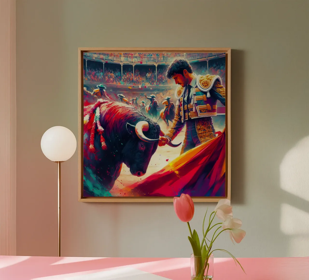 Torero español lienzo con Marco flotante de 🎁 ARTVI-SHOP