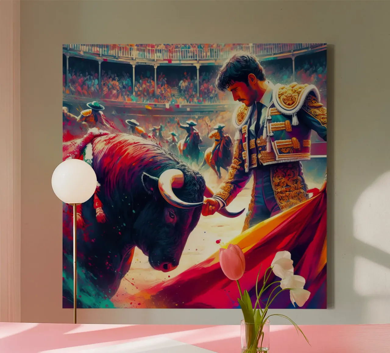Torero español lienzo con Marco flotante de 🎁 ARTVI-SHOP