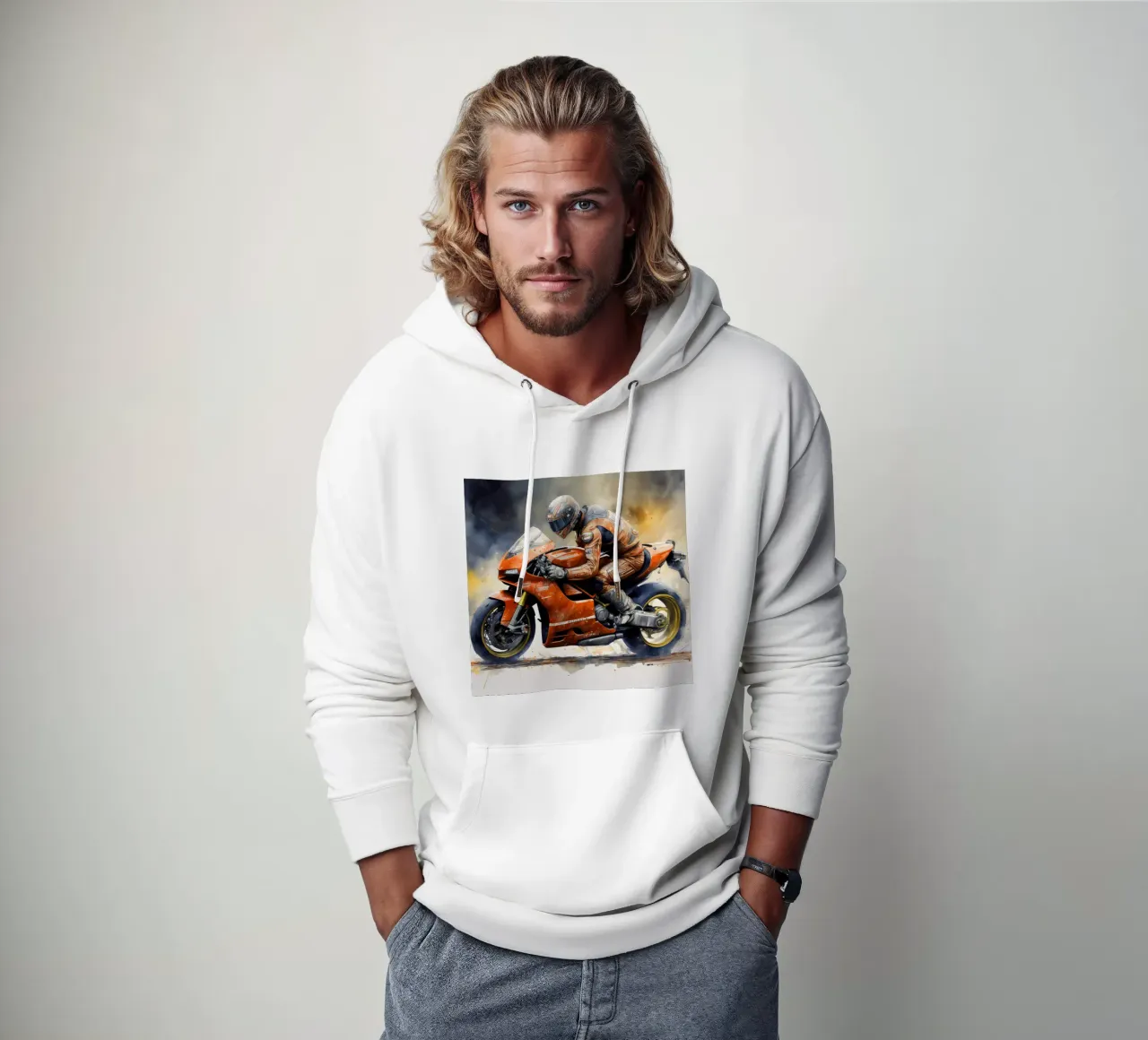 moto gp a tutta velocità felpa con cappuccio da 🎁 NOBELART