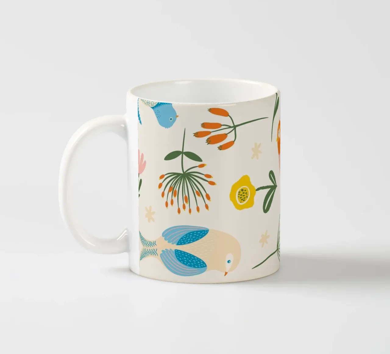 Party Birds ceramic mug by nicigabrieldesigns