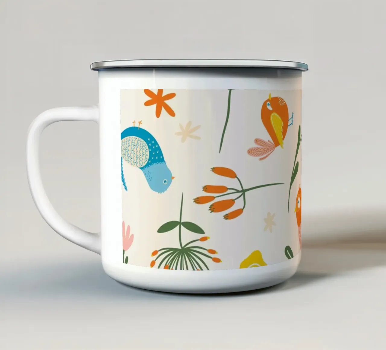 Uccelli da festa tazza in smalto da nicigabrieldesigns