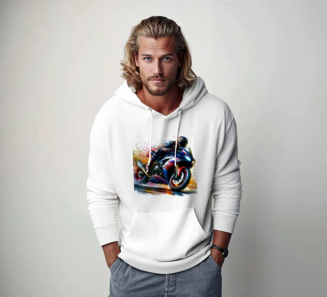 moto gp a tutta velocità felpa con cappuccio da ARTVI-SHOP
