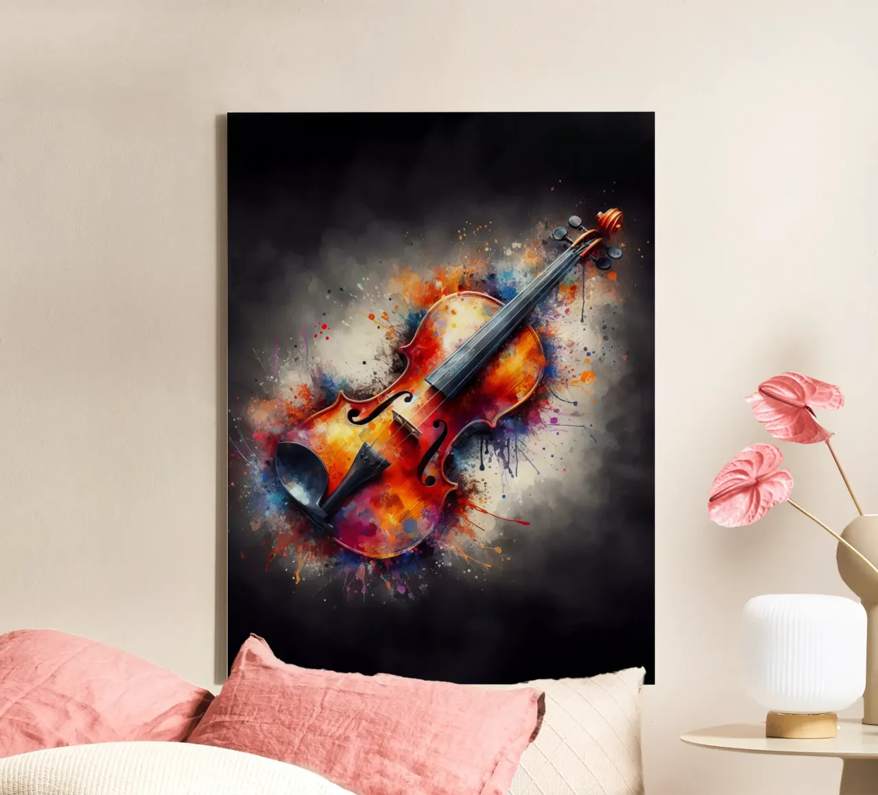 Violino in acquerello tela con Cornice a cassetta da 🎁 ARTVI-SHOP