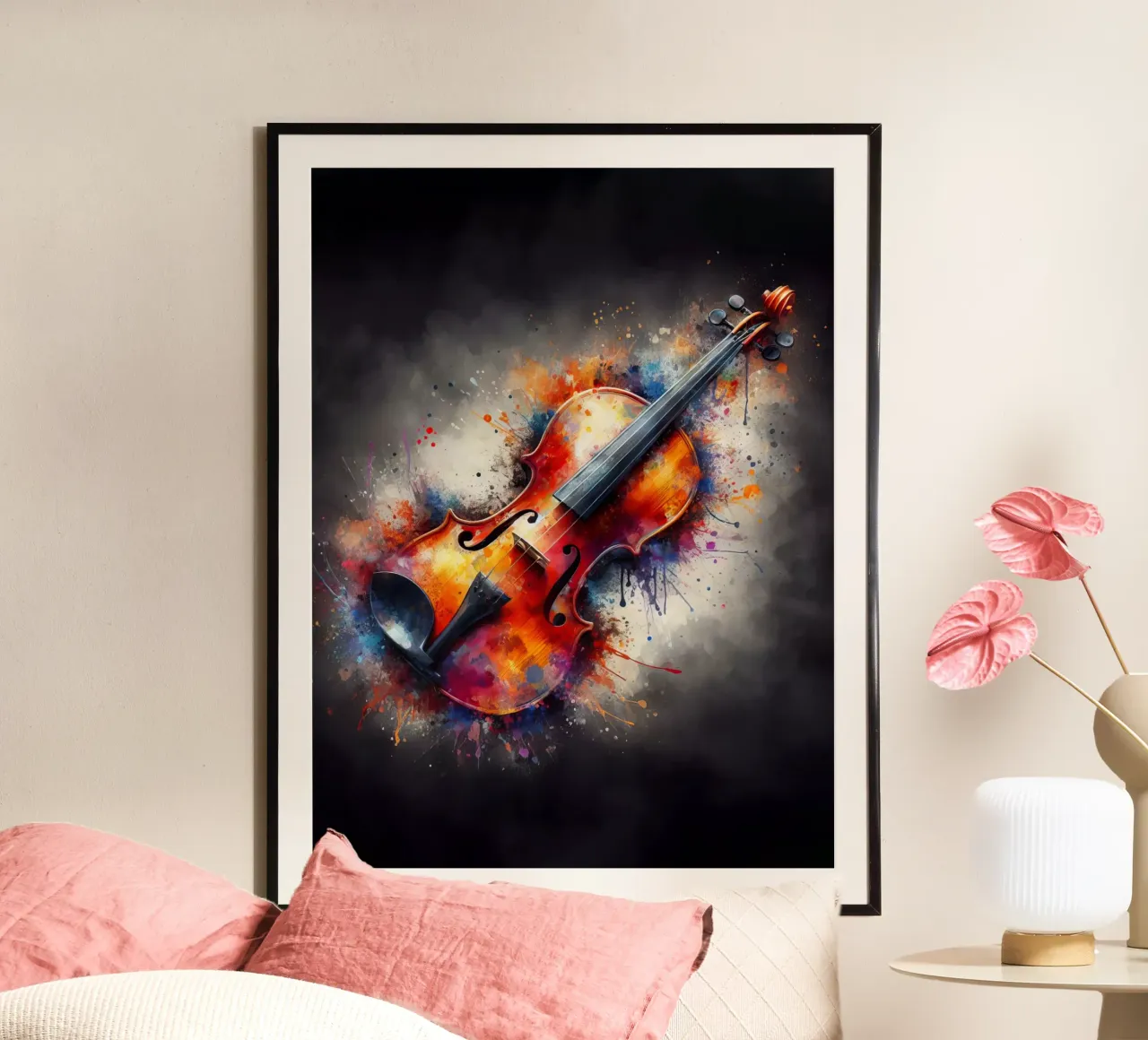 Violino in acquerello poster con telaio in legno da 🎁 ARTVI-SHOP