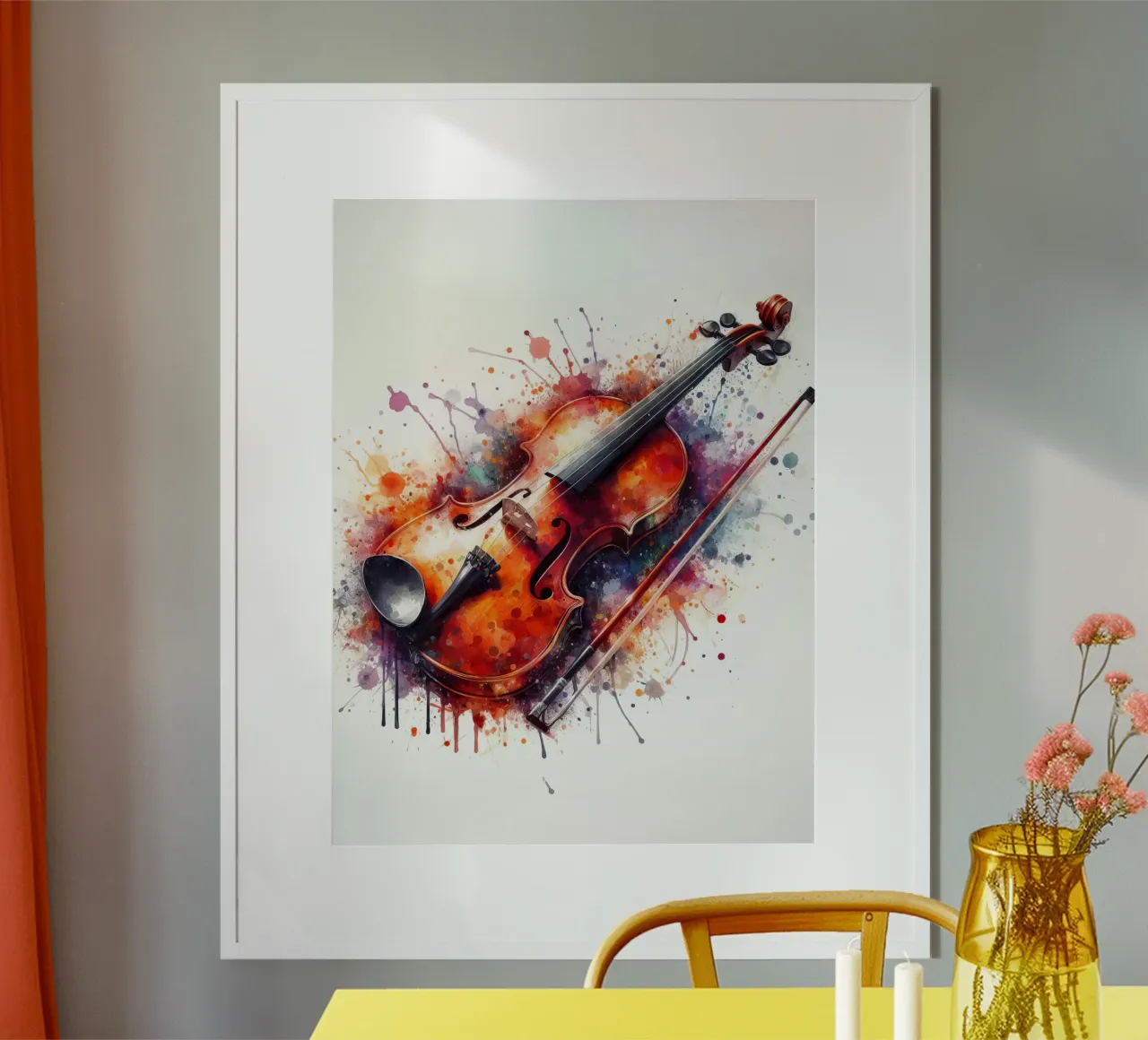 Violino in acquerello poster con telaio in plastica da 🎁 ARTVI-SHOP