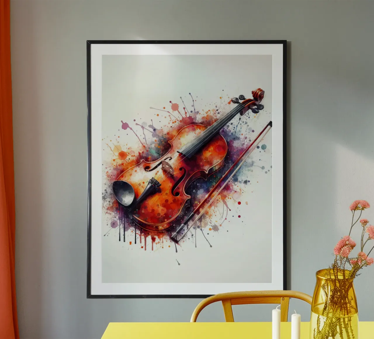 Violino in acquerello poster con telaio in plastica da 🎁 ARTVI-SHOP