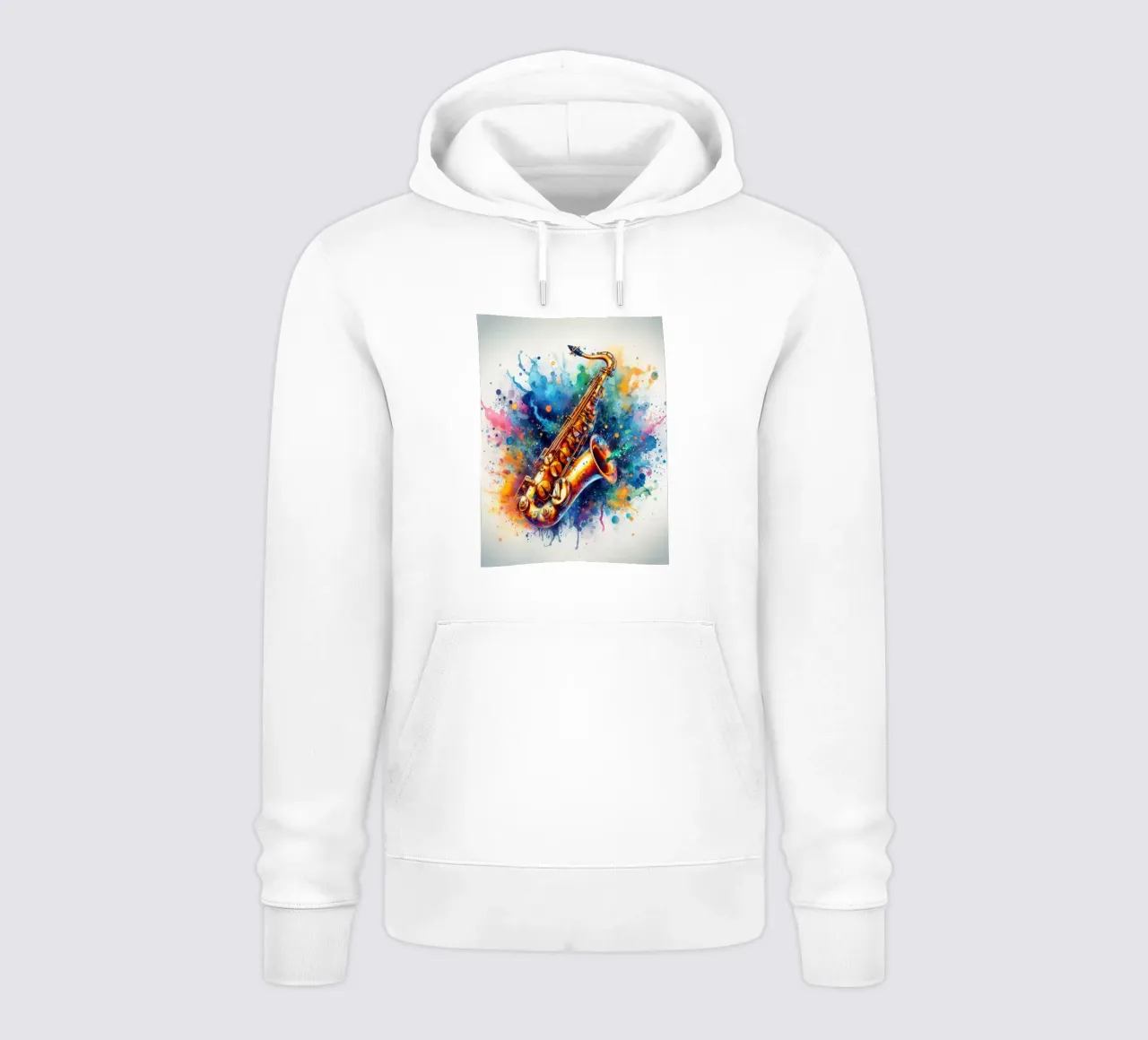 Sassofono in acquerello felpa con cappuccio da ARTVI-SHOP