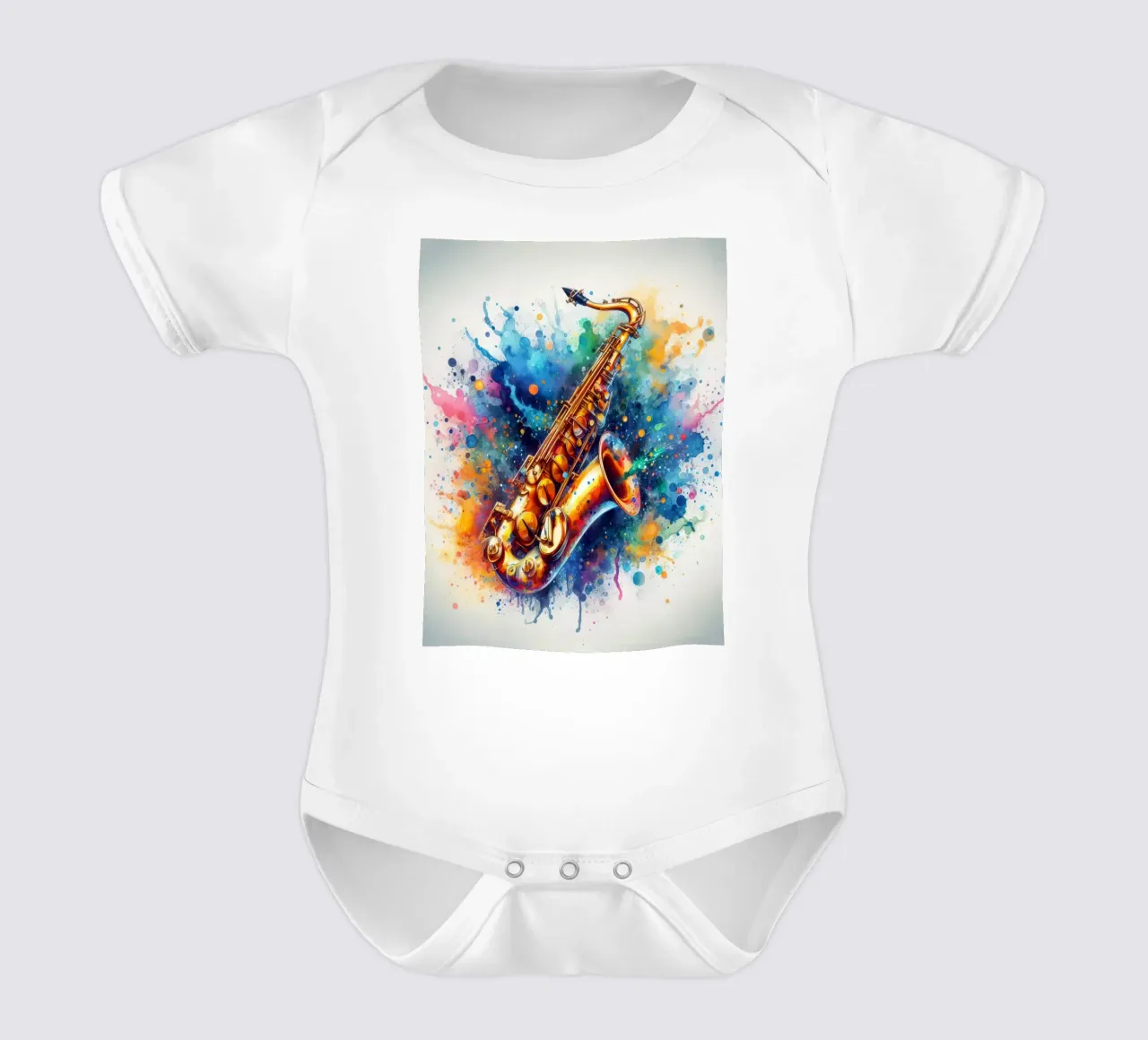 Sassofono in acquerello body neonato maniche corte da ARTVI-SHOP
