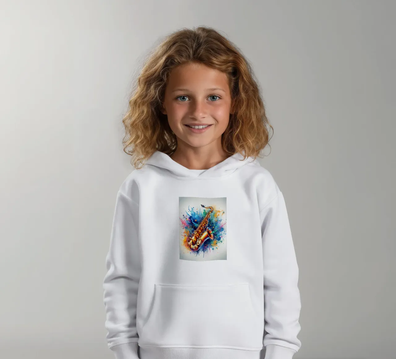 Sassofono in acquerello felpa bambino con cappuccio da ARTVI-SHOP