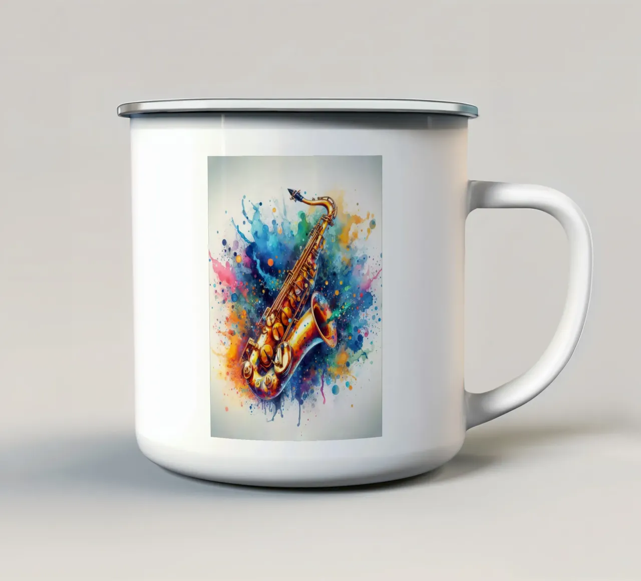 Sassofono in acquerello tazza in smalto da ARTVI-SHOP