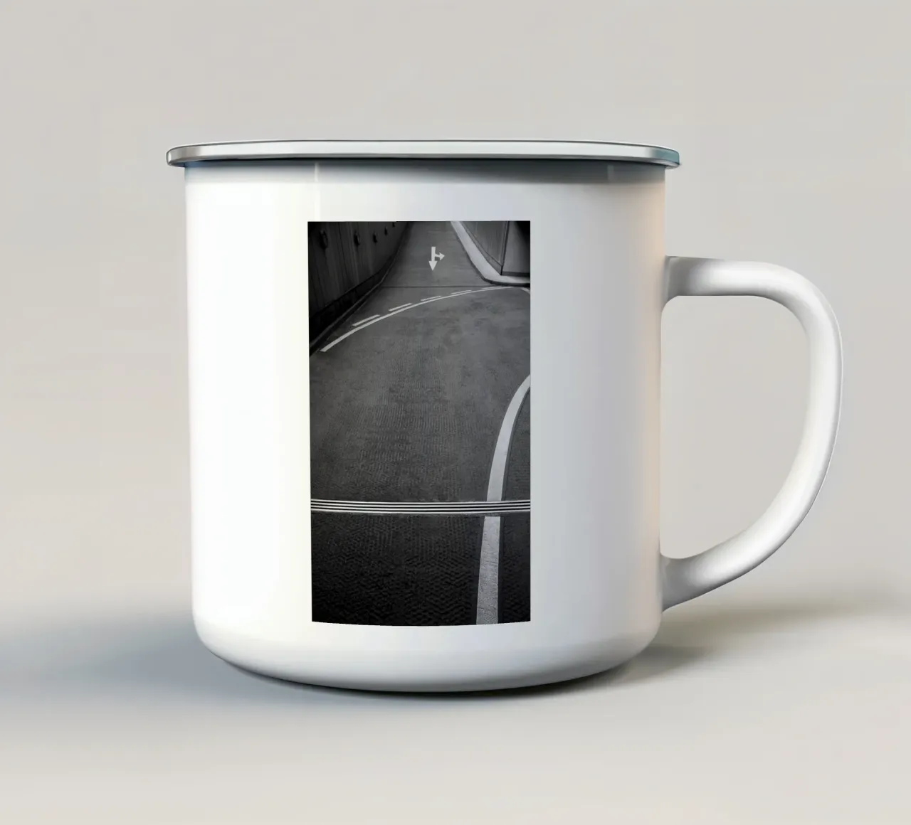 White Arrow enamel mug by Amy & Kurt