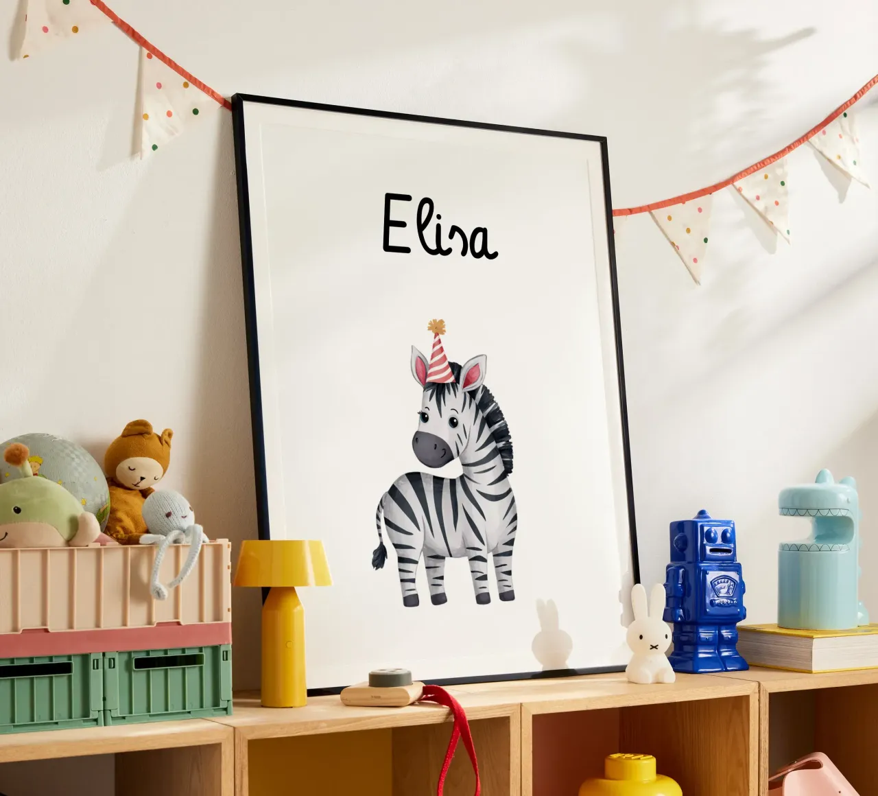 Festa zebra - motivo per bambini poster con telaio in plastica da Ohkimiko