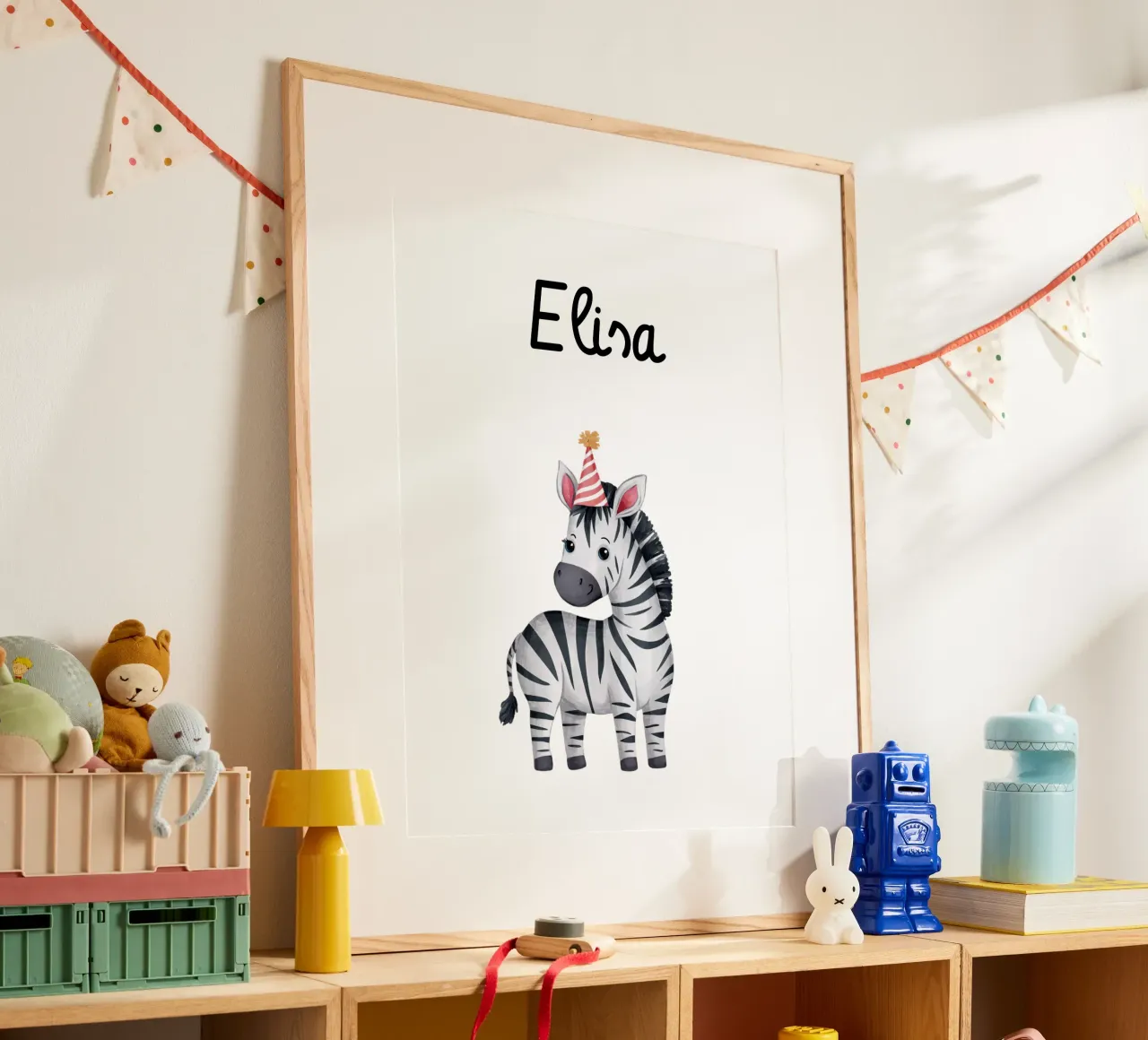Festa zebra - motivo per bambini poster con telaio in plastica da Ohkimiko