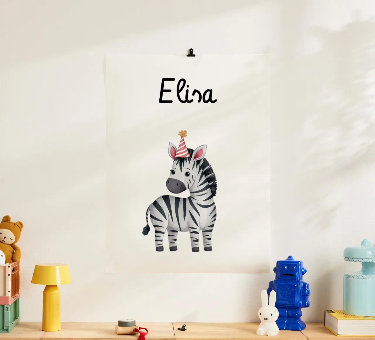 Festa zebra - motivo per bambini poster con telaio in plastica da Ohkimiko