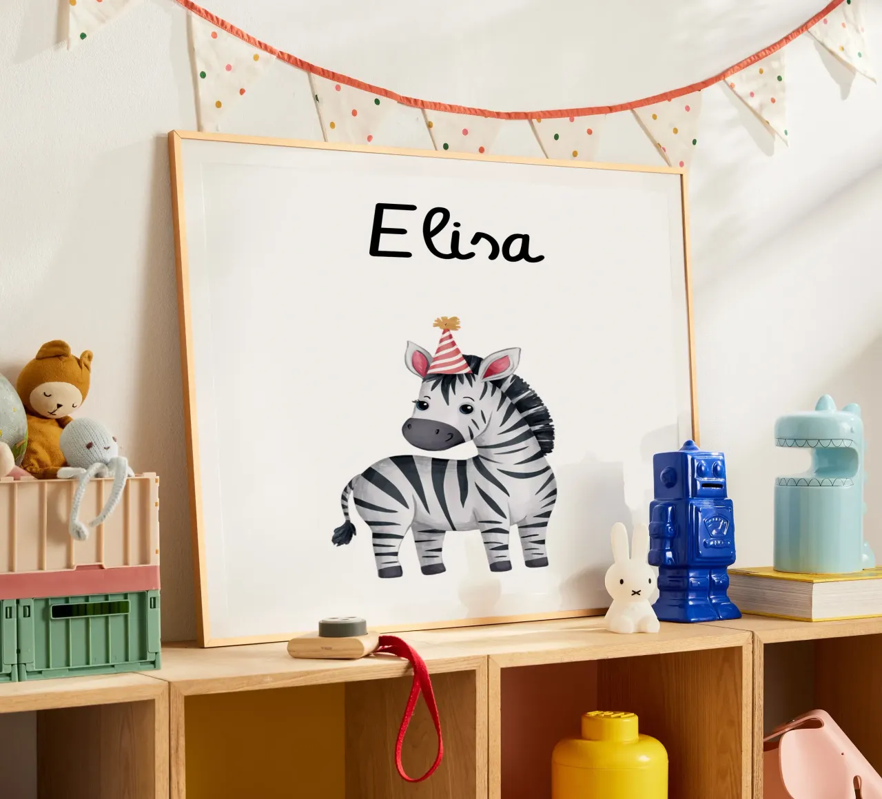 Festa zebra - motivo per bambini poster con telaio in plastica da Ohkimiko