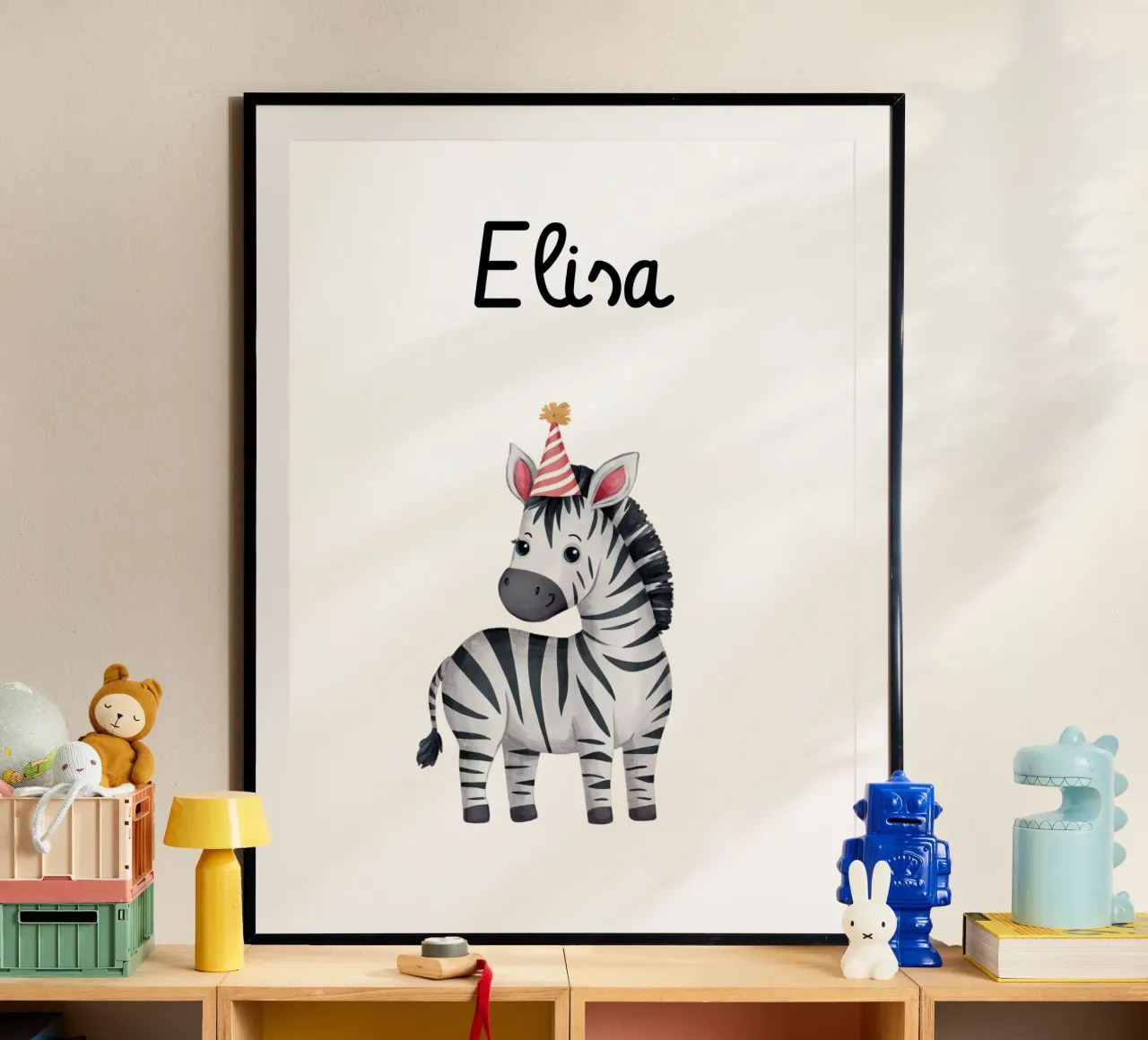 Festa zebra - motivo per bambini poster con telaio in plastica da Ohkimiko