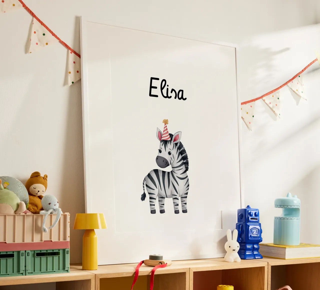 Festa zebra - motivo per bambini poster con telaio in plastica da Ohkimiko