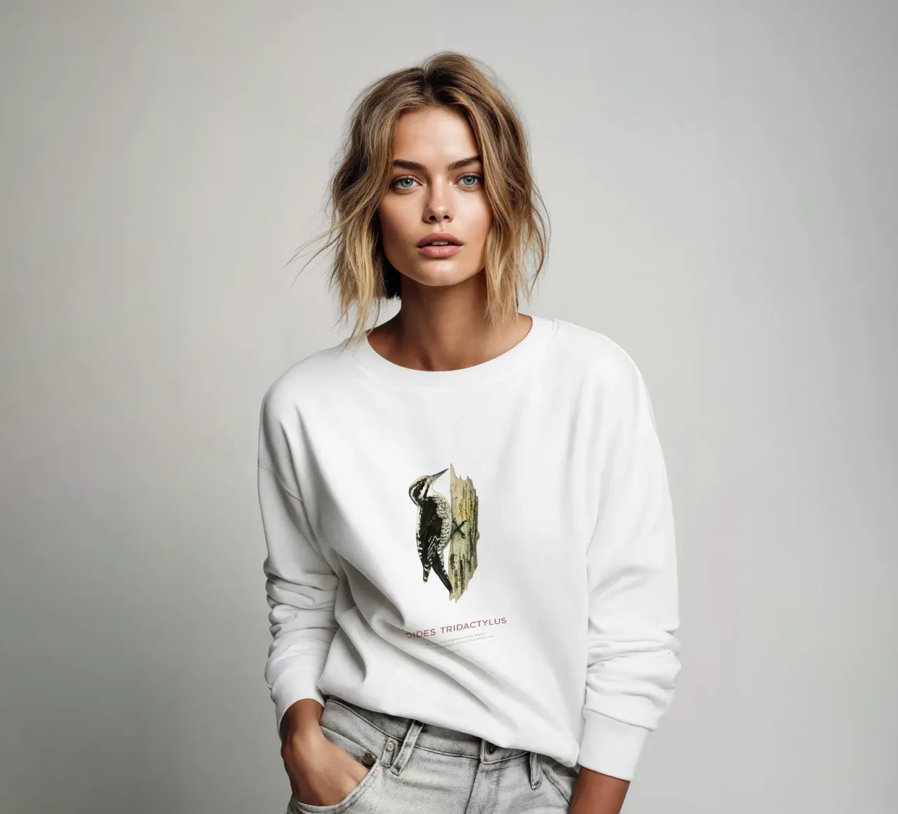 Picchio tridattilo eurasiatico o Picoides tridactylus felpa da Vintagrafica