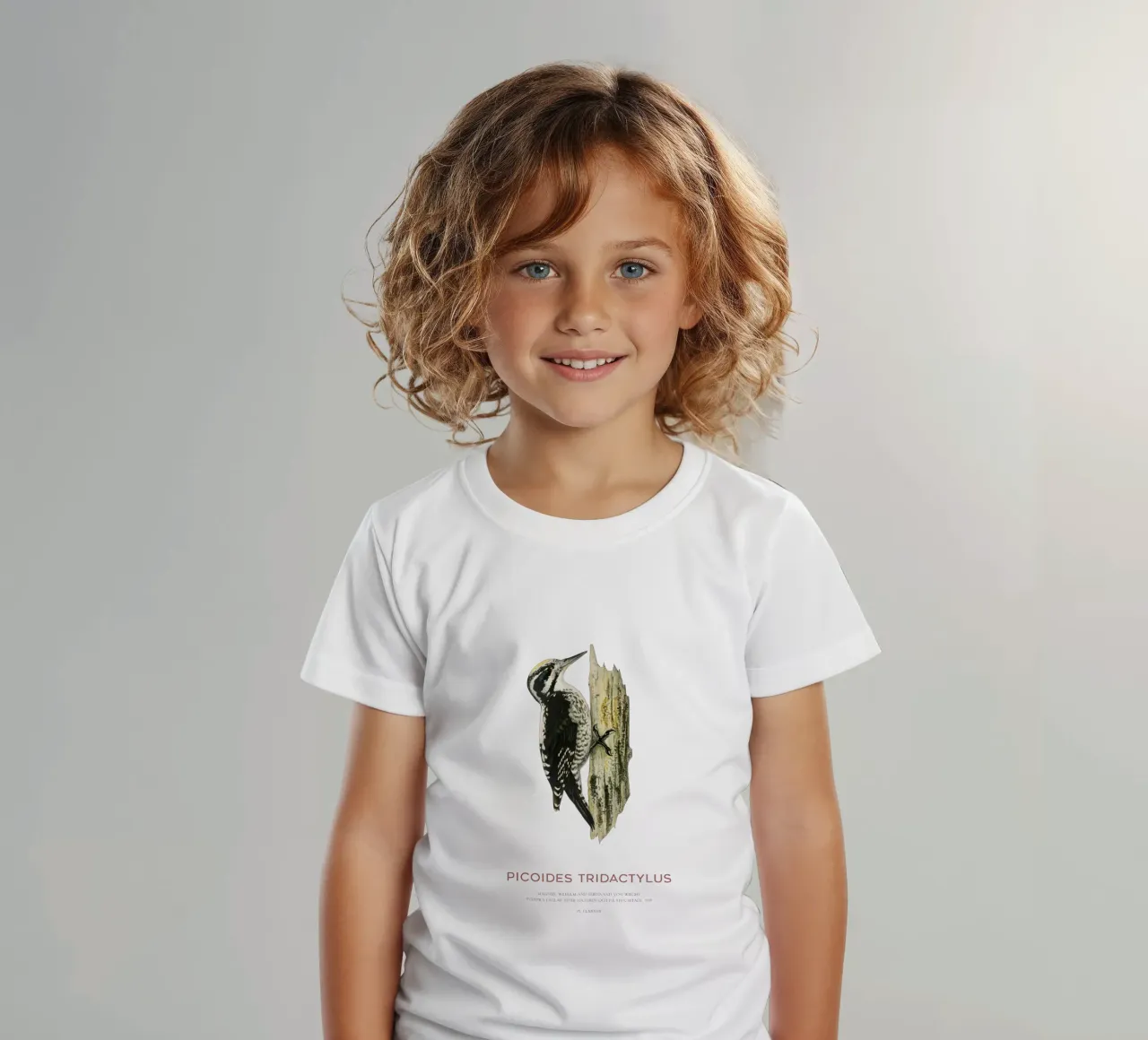 Pico tridáctilo o Picoides tridactylus camiseta para niños de Vintagrafica