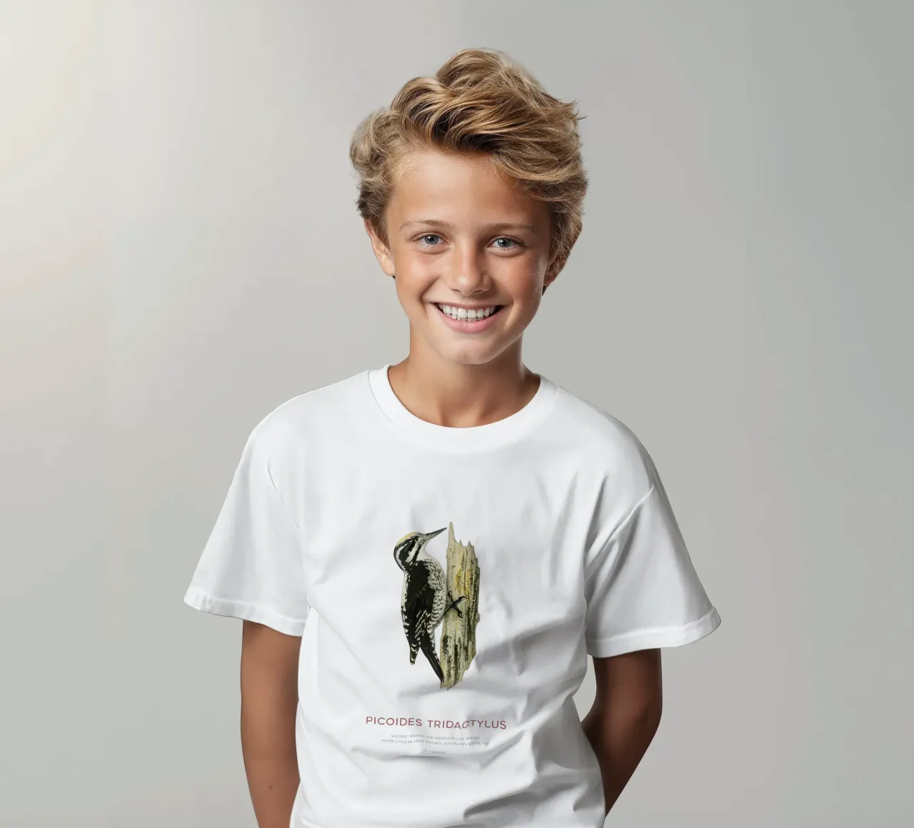 Pico tridáctilo o Picoides tridactylus camiseta para niños de Vintagrafica