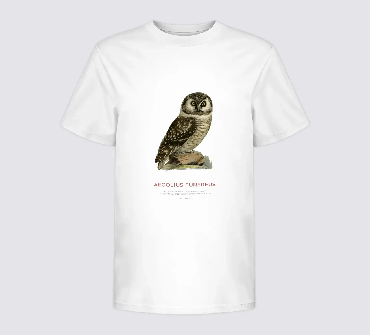 Boreal owl or Aegolius funereus kids t-shirt by Vintagrafica