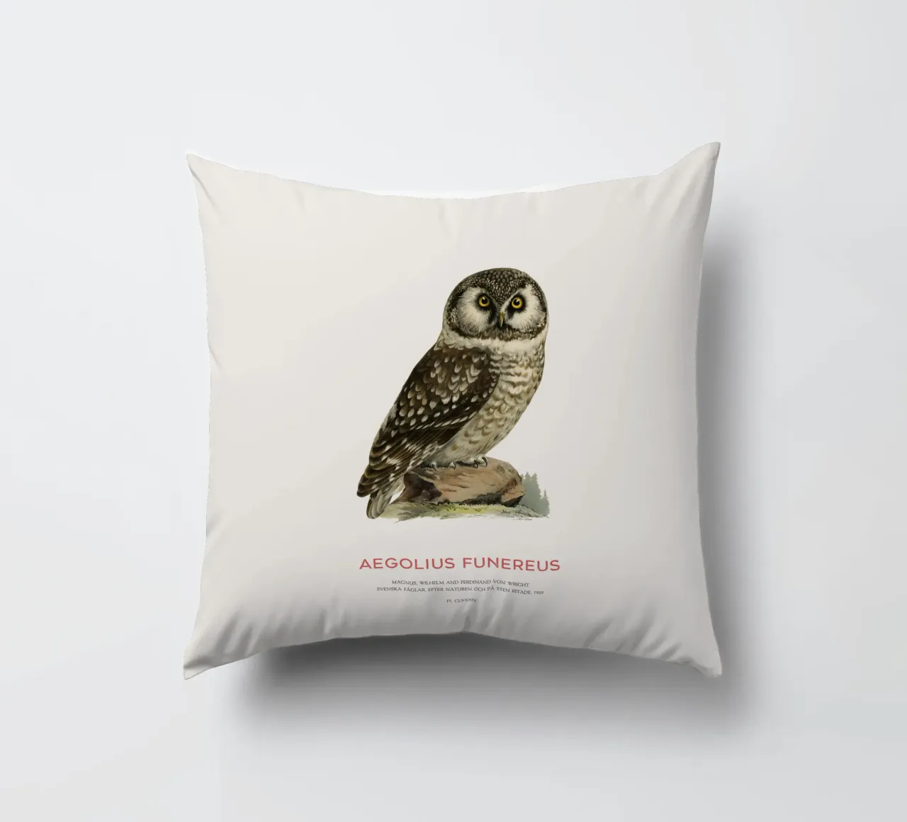 Gufo boreale o Aegolius funereus cuscino da Vintagrafica