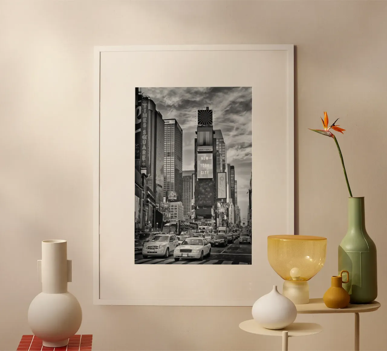 NEW YORK CITY Times Square | Monochrom poster van Melanie Viola