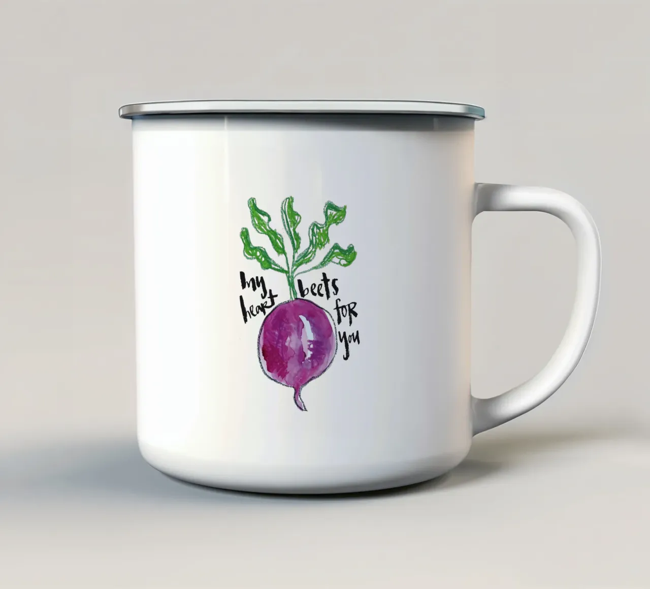 My heart beets for you tazza in smalto da Brushmeetspaper