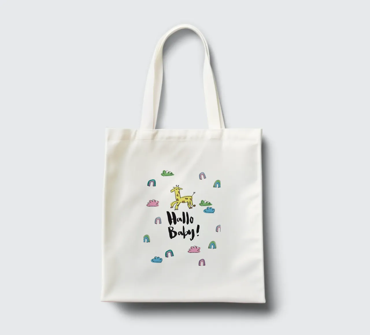 Hallo Baby (bunt) tote bag by Brushmeetspaper