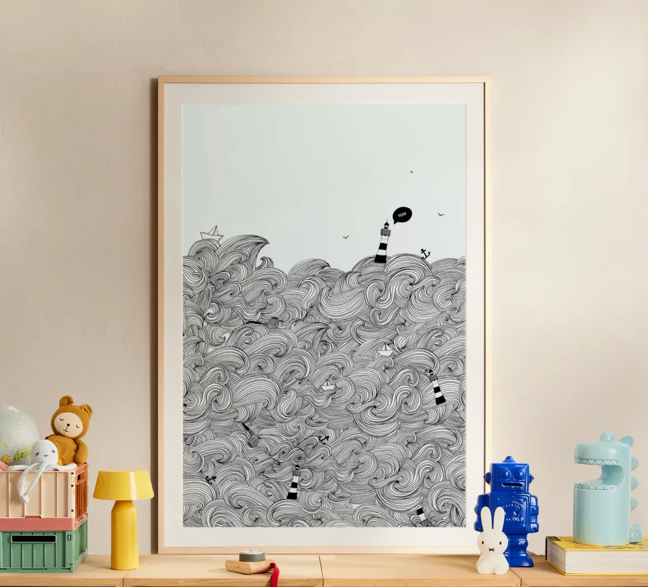 Ocean poster with aluminum frame by Anika Merten