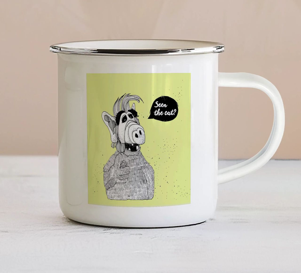 Seen The Cat? tazza in smalto da Anika Merten