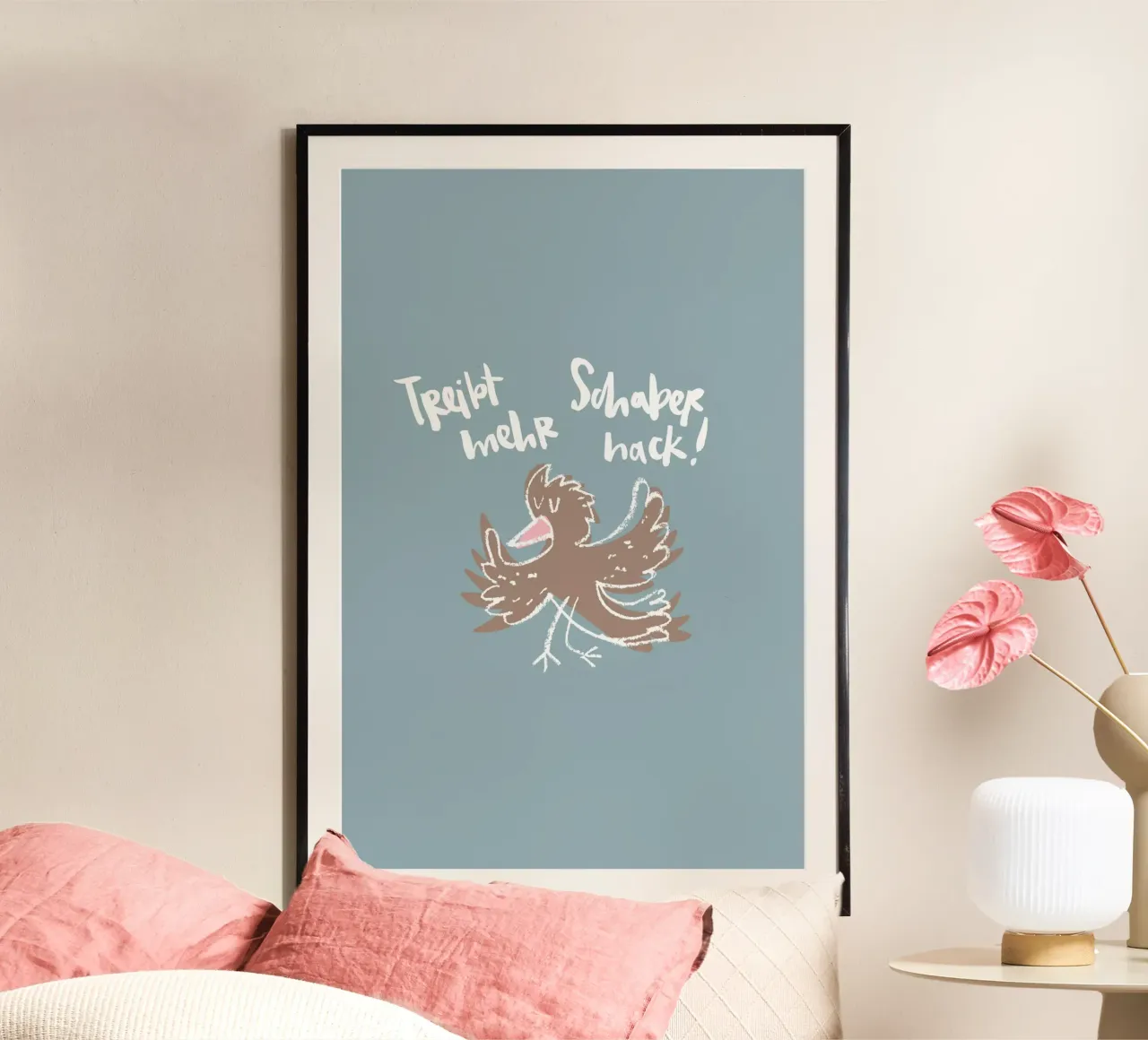 Mehr Schabernack poster with aluminum frame by Brushmeetspaper