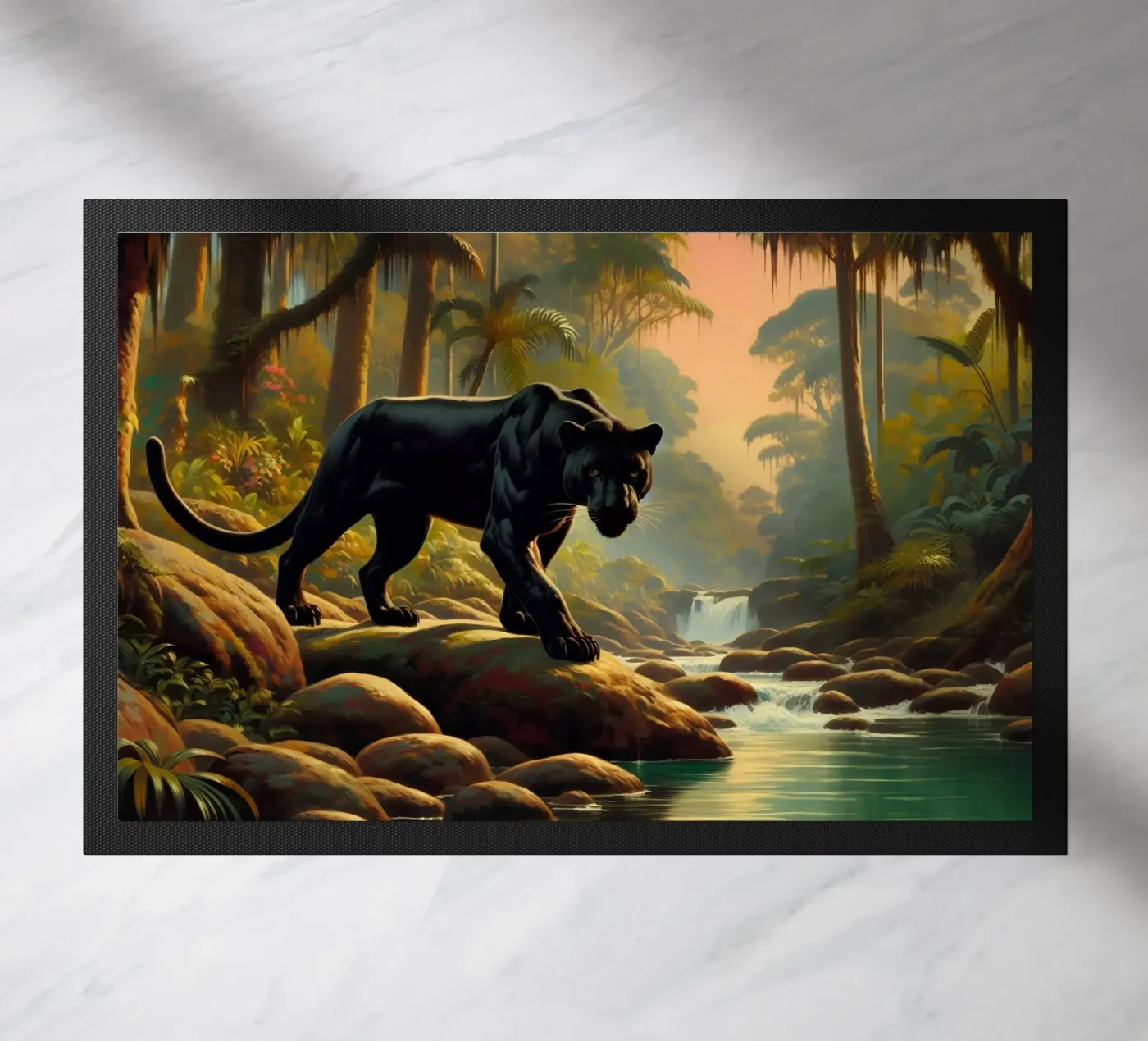 PANTHERE NOIRE doormat by RUBIANT ART