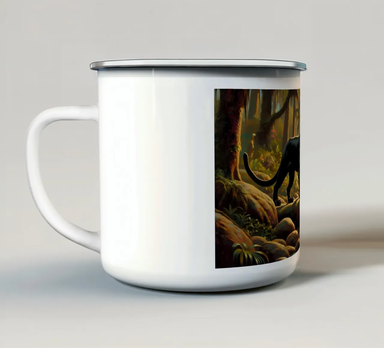 PANTHERE NOIRE tazza in smalto da RUBIANT ART