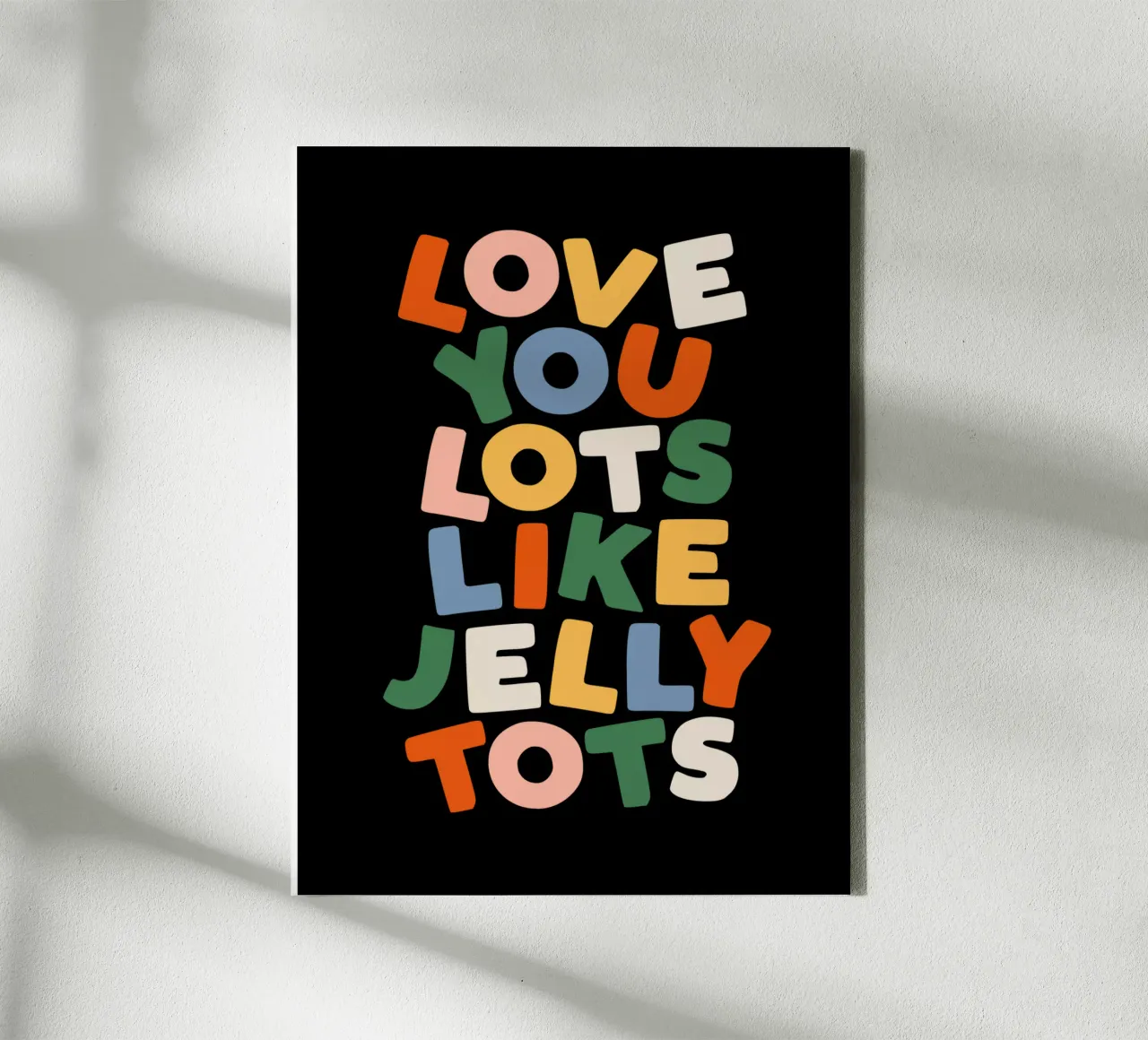 Love You Lots Like Jelly Tots Kleurrijk Typografie Ontwerp canvas met Baklijst van THE MOTIVATED TYPE